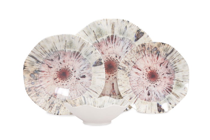 Hermia GBSNES24Y41001159 Vajilla de Porcelana de Lujo y Elegancia para 24 Personas, Apta para Lavavajillas y Microondas